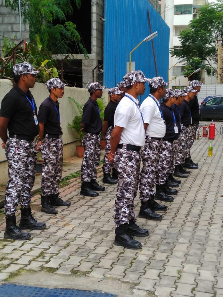 trained security guard team performing duties