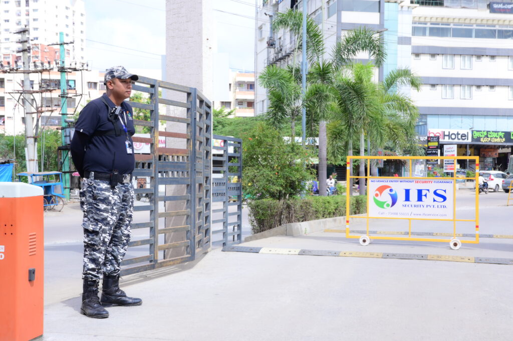 trained security guards protecting business property
